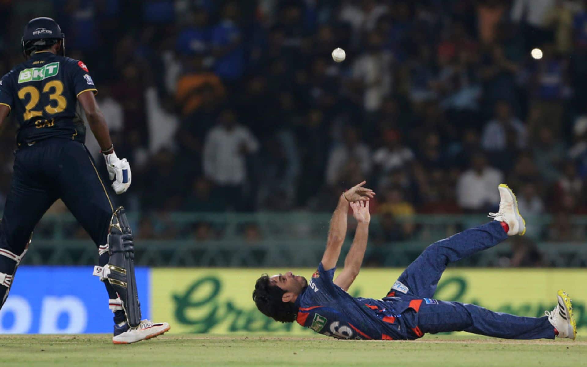 Ravi Bishnoi Takes a sensational return catch [AP]